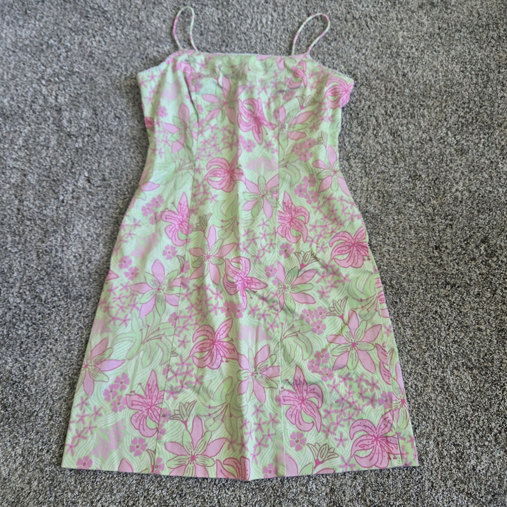 Lilly Pulitzer Pink and Green Floral Mini Dress